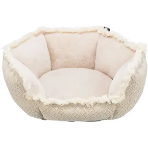 BOHO Bett mit hohem Rand, beige 50 x 50 cm